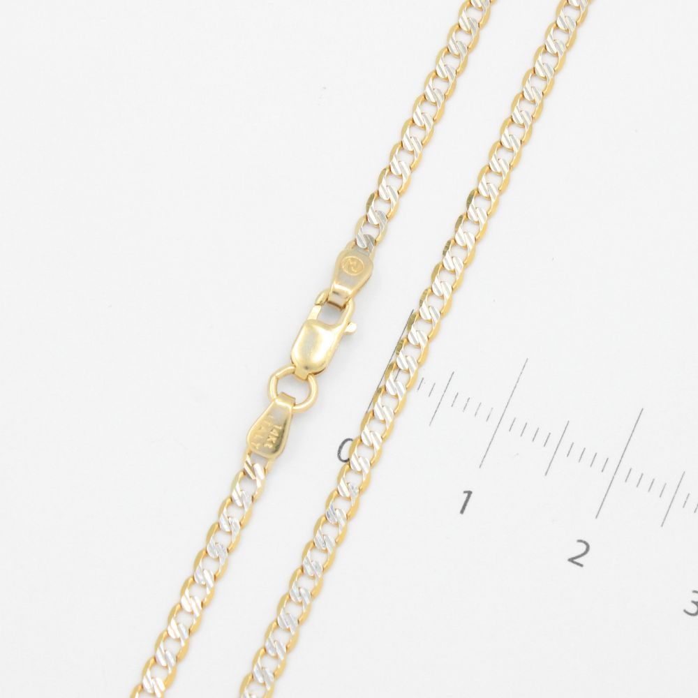 Cadena de Oro 14k Tejido Barbado Sólido con Diamantado Blanco mod. 8932