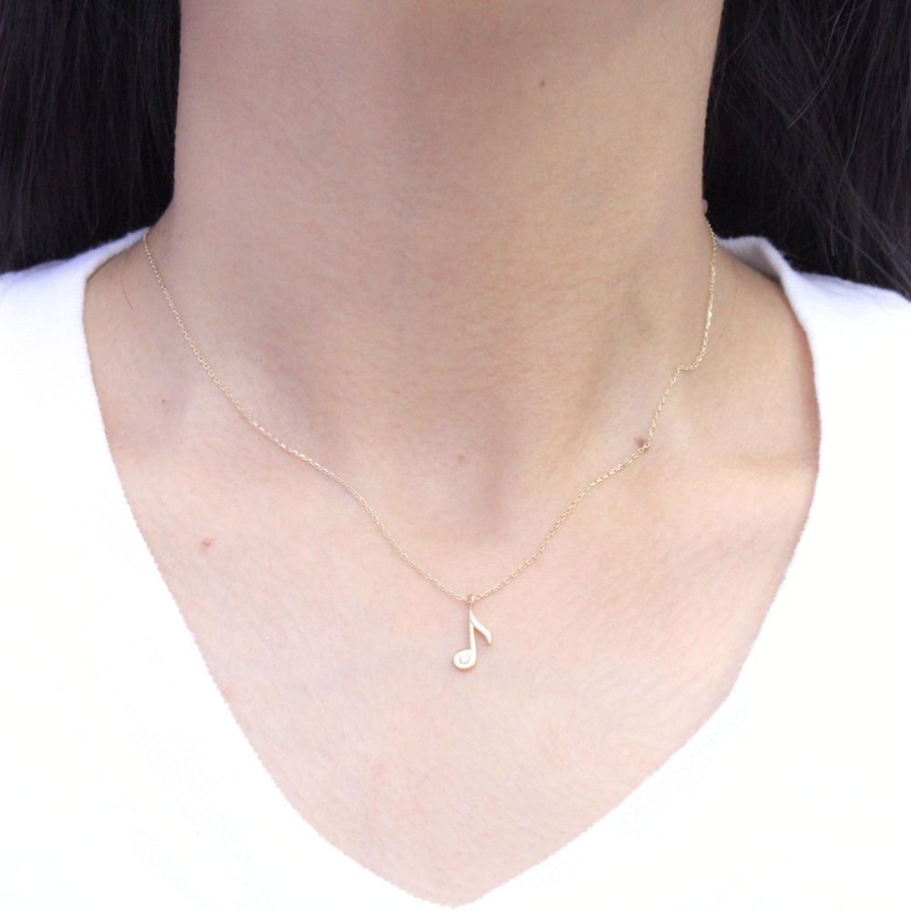 Gargantilla con Nota Musical Detallada con Zirconia Fina mod. 6587
