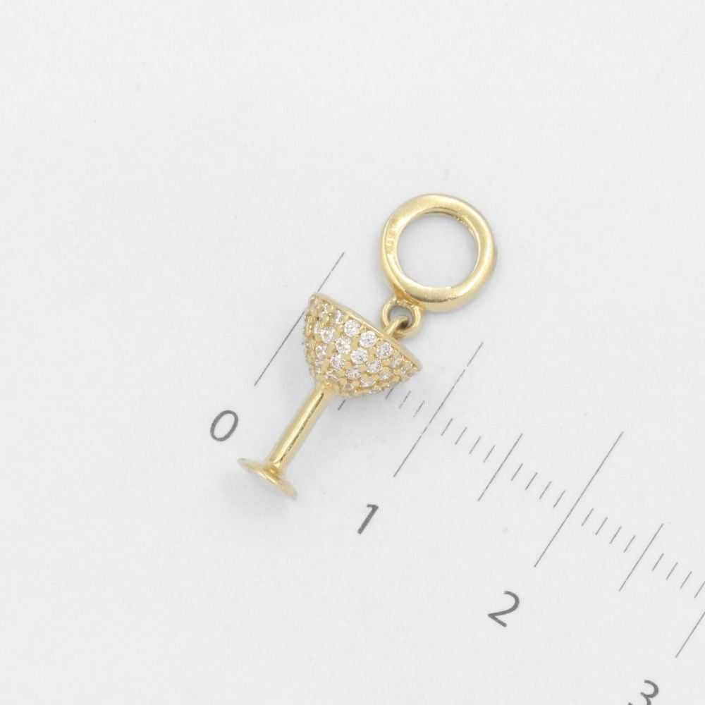 Charm de Oro 14k Copa con Zirconias y Aro Brillante mod. 7792