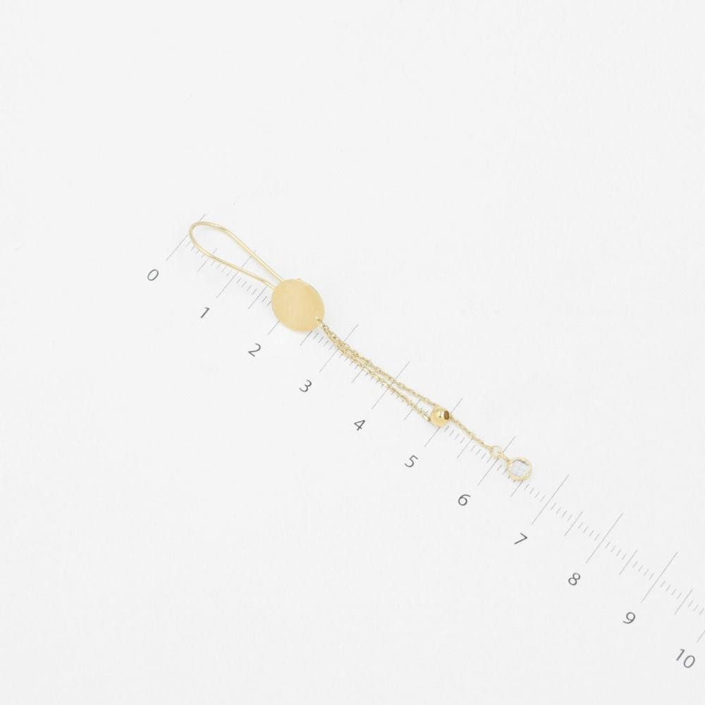 Arete Largo de Oro 14k Diseño de Espejo con Zirconias y Tiras Brillantes mod. 3050