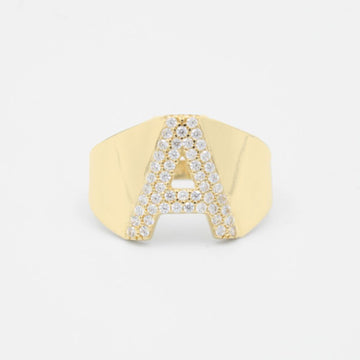 Anillo de Oro 14k con Letra A Incrustada con Zirconias mod. 8811