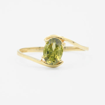 Anillo de Oro 14k con Zirconia Oval Color Verde Sultanita mod. 9077