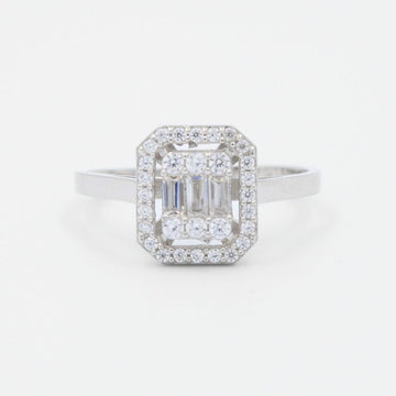Anillo de Compromiso en Oro 14k Blanco con Zirconias en Modelo Elegante mod. 8957