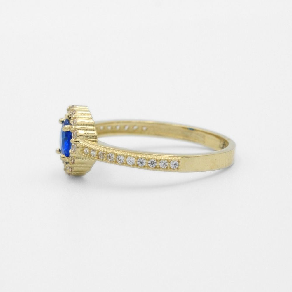 Anillo de Oro 14k Diseño Elegante con Zirconia de Corte Redondo e Incrustación de Zirconias Finas mod. 9731