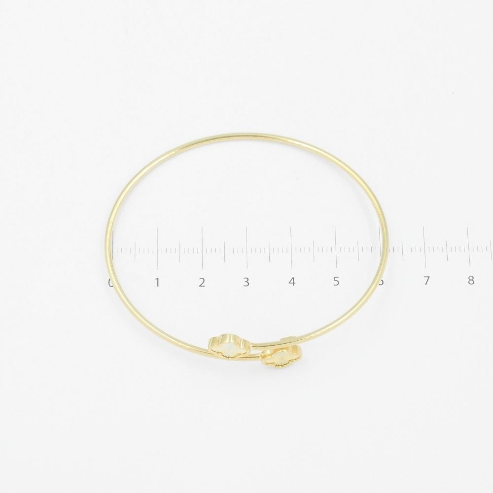 Aro de Oro 14k Tubular Hueco con 2 Trébol de Diamantado Arcoíris en Diseño Abierto mod. 8990