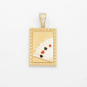 Dije de Oro 14k Diseño de Cuadro de Cartas Incrustado de Zirconias mod. 9479
