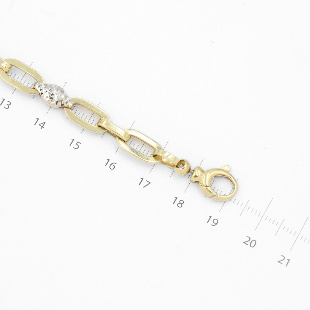 Pulsera de Oro 14k con Tejido de Eslabones Finos de Estilo Brillante y Hueco mod. 8659