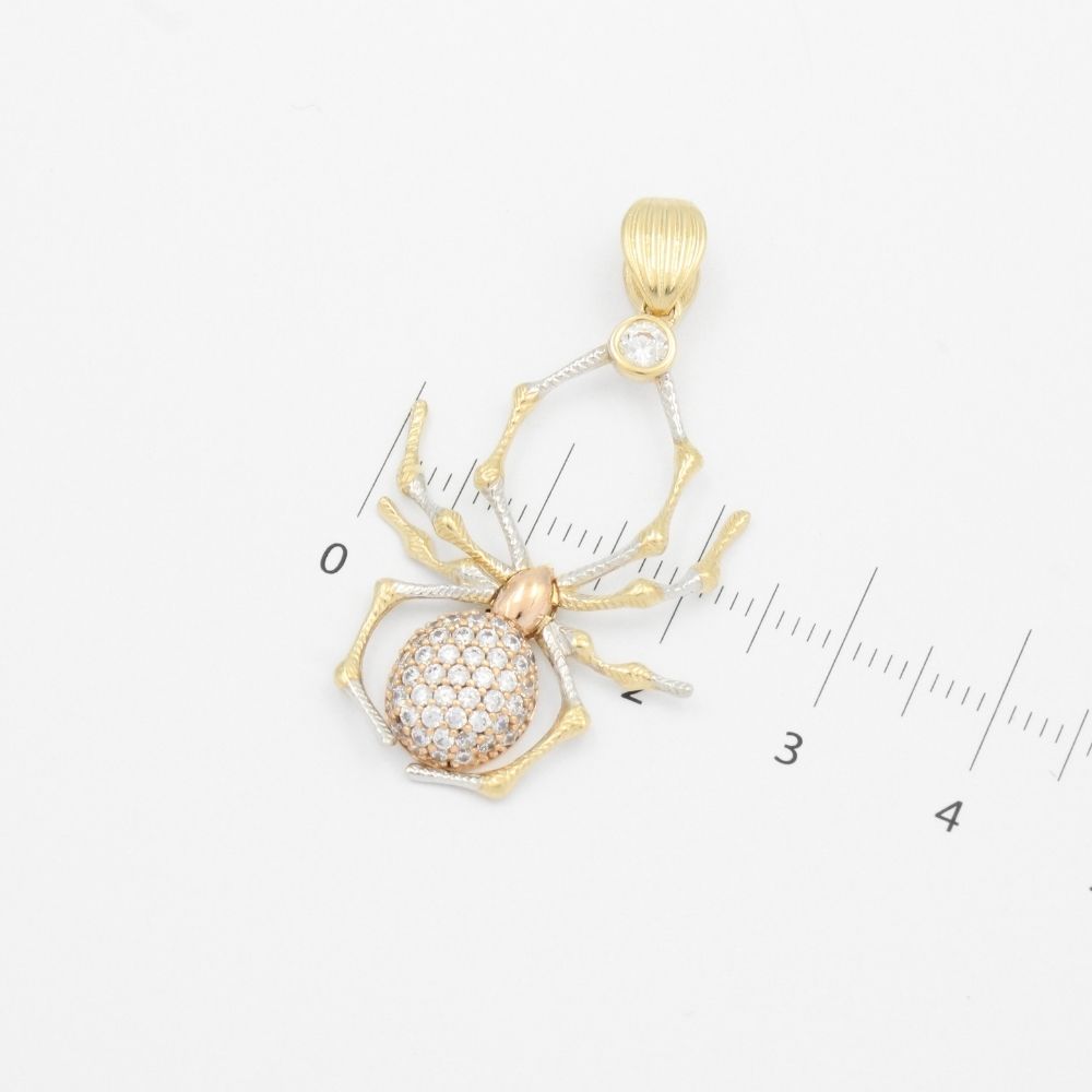 Dije de Oro 14k Diseño de Araña con Incrutación de Zirconias mod. 9435