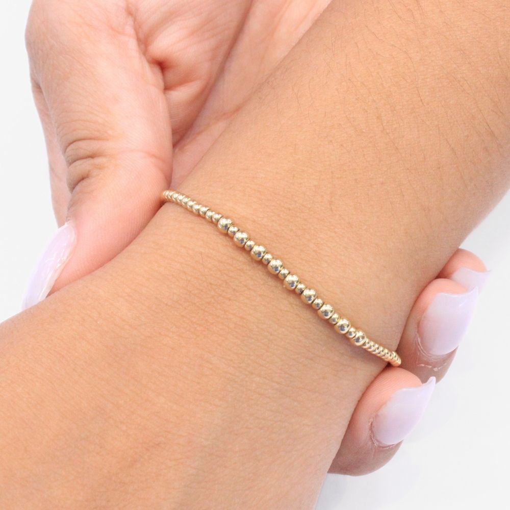 Pulsera de Oro 14k Eslabones en Forma de Esferas Chicas mod. 9012