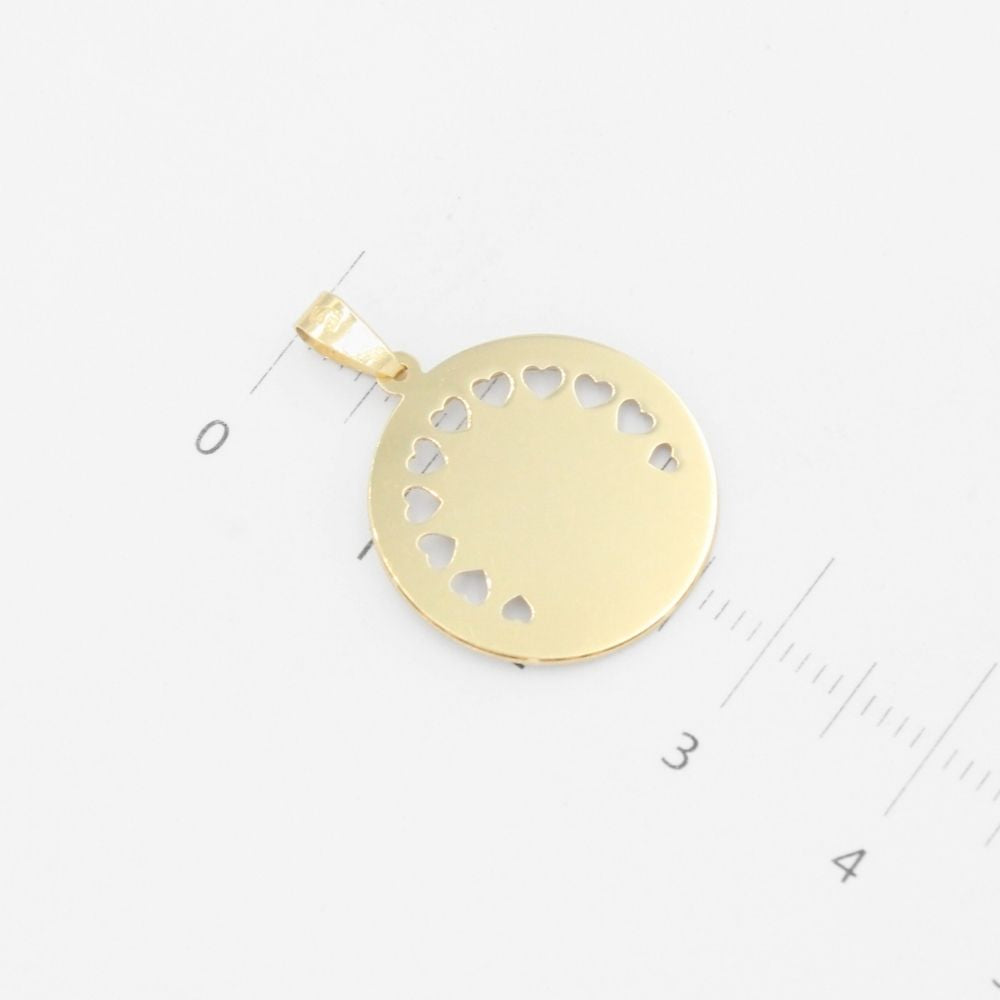 Medalla de Oro 14k Sagrado Corazón con Calado de Corazones mod. 5910