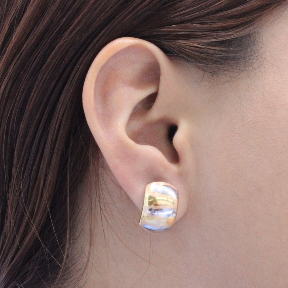 Arete con Broche Patente de Oro 14k Modelo Piel de Tigre Florentino mod. 9110