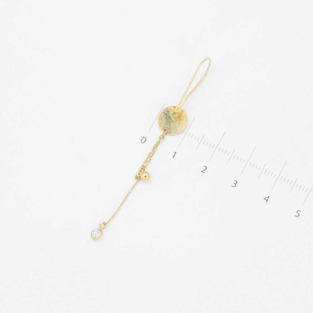Arete Largo de Oro 14k Diseño de Espejo con Zirconias y Tiras Brillantes mod. 3050