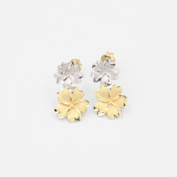 Arete de Oro 14k con Flores del Pensamiento Tono Mate mod. 9066