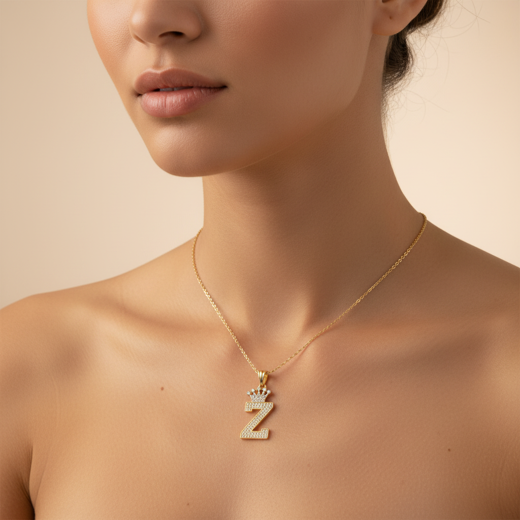 Dije de Oro 14k con Diseño de Inicial Z Incrustada con Zirconias mod. 10093