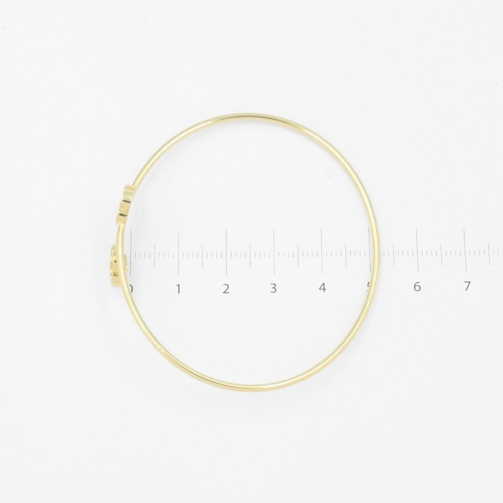 Aro de Oro 14k Tubular Hueco con 2 Trébol de Diamantado Arcoíris en Diseño Abierto mod. 8990