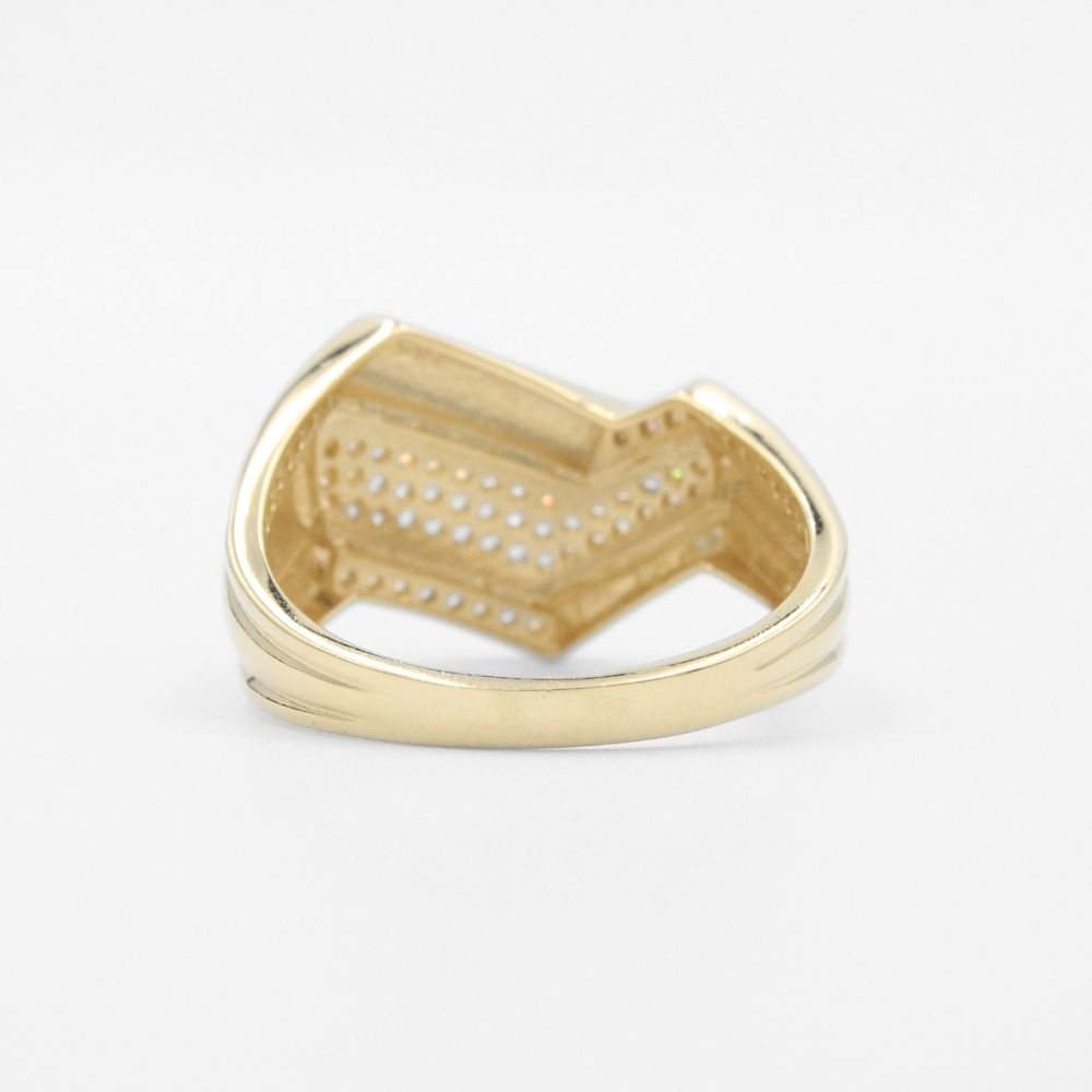 Anillo de Oro 14k Diseño Apiable Incrustado con Zirconias mod. 9587