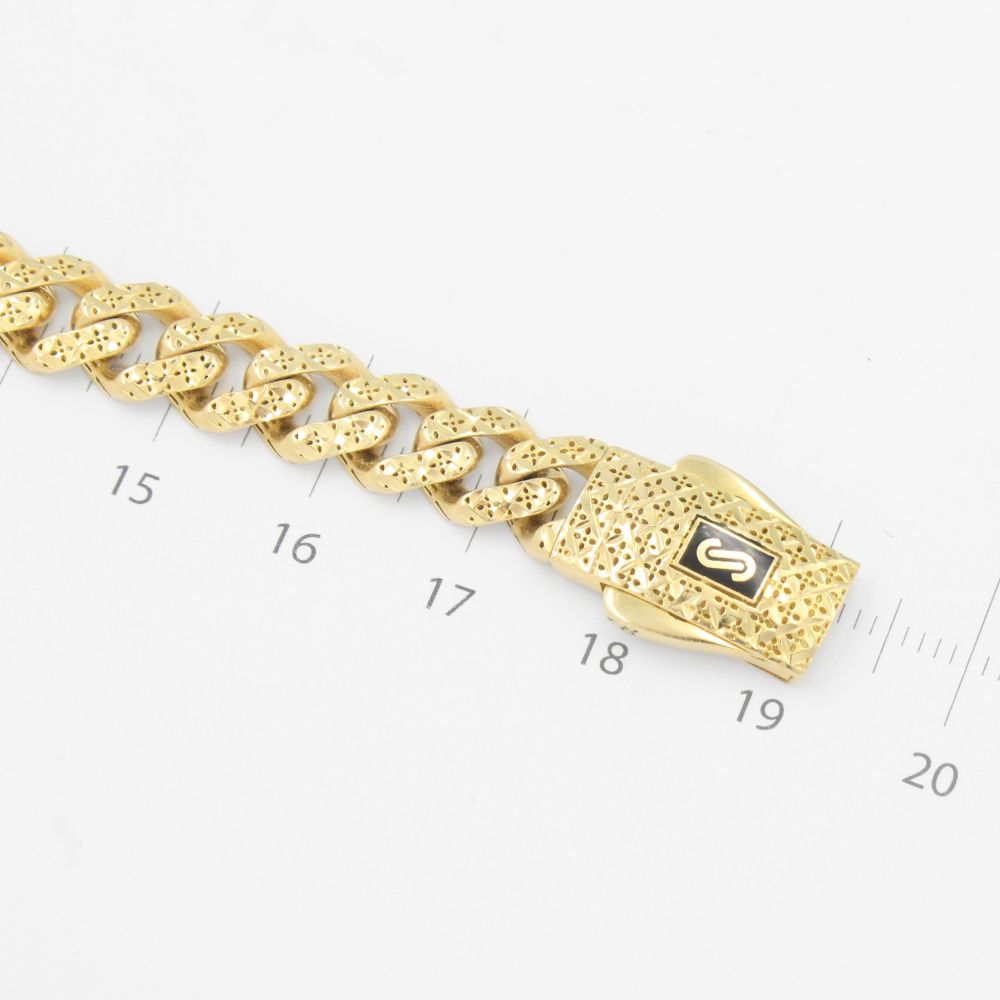 Pulsera Mónaco Chain 14k Modelo Edge Hueco con Broche Flex mod. 9510