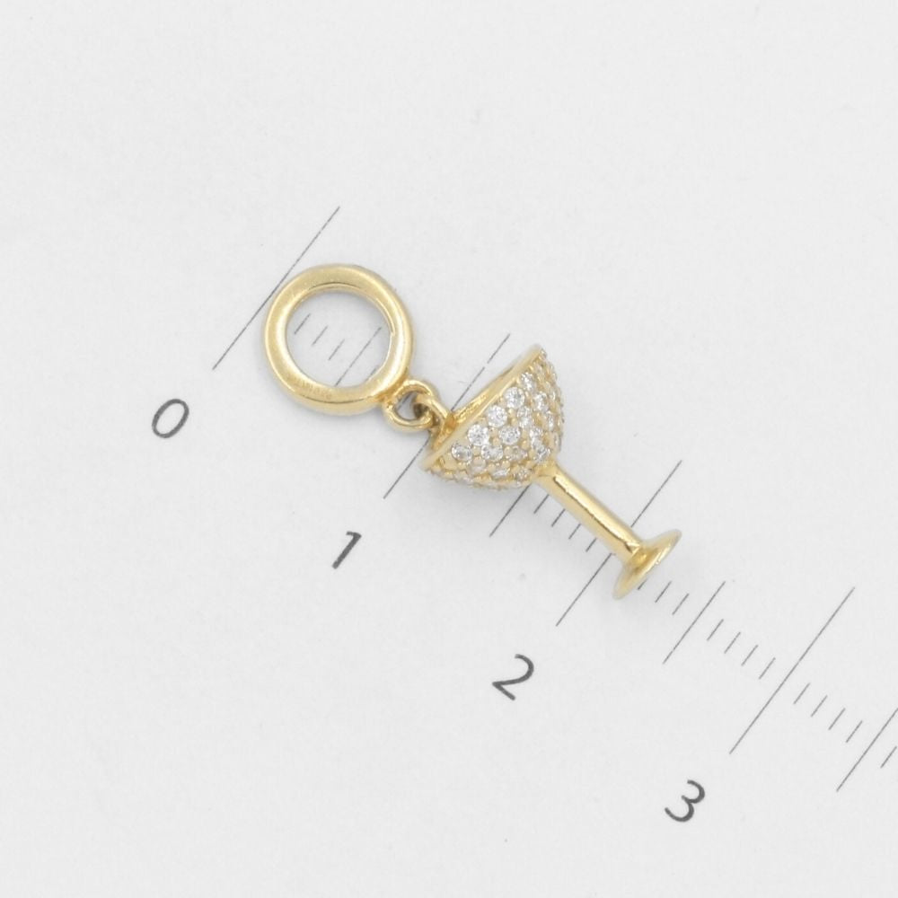 Charm de Oro 14k Copa con Zirconias y Aro Brillante mod. 7792