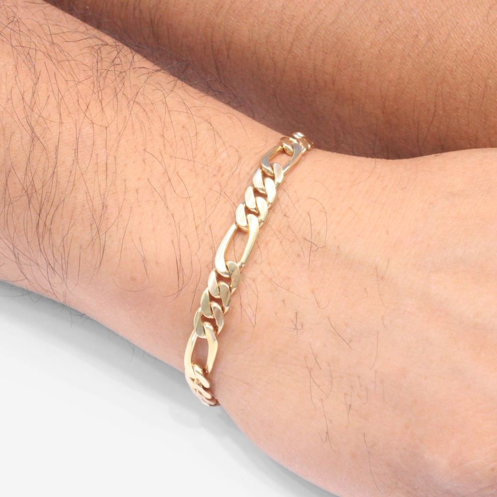 Pulsera de Oro 14k Modelo de Taller en Tejido 3x1 Sólido Brillante mod. 8672