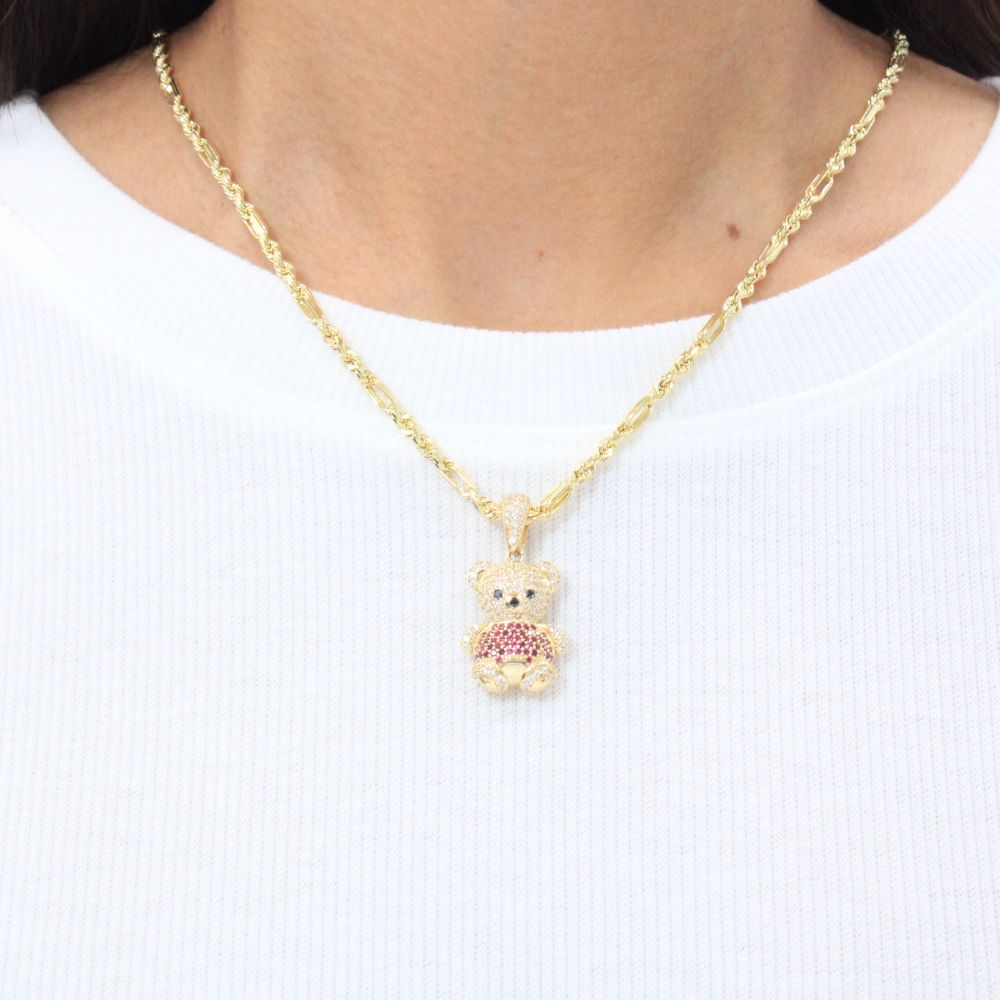 Dije de Oro 14k Hueco con Diseño de Oso mod. 9255