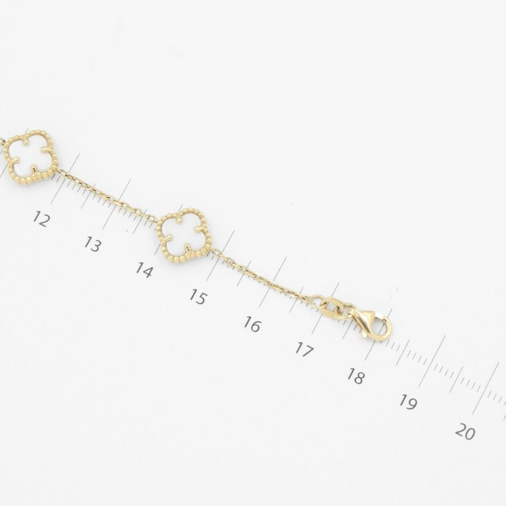Pulsera de Oro 14k Fino con Eslabones de Trébol Incrustados con Madre Perla mod. 9035