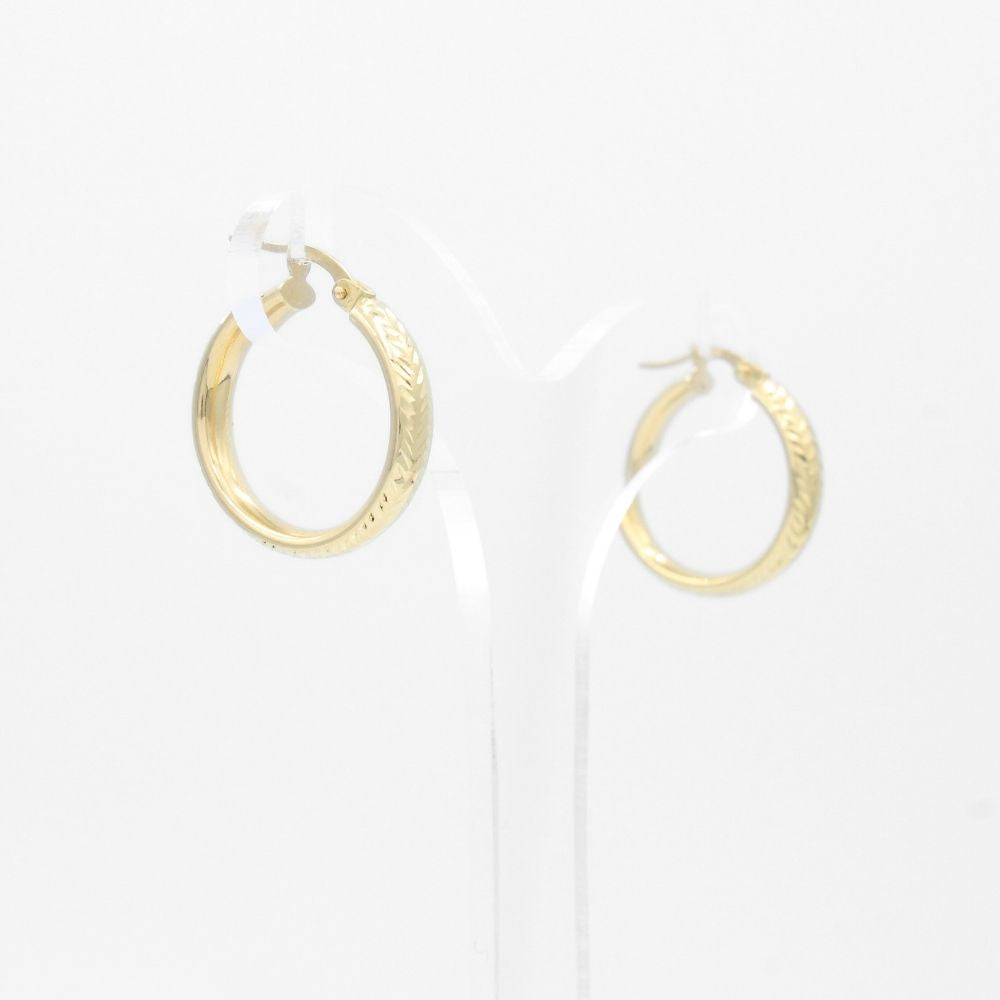 Arracada de Oro 14k Hueco con Diamantado Brillante mod. 9620