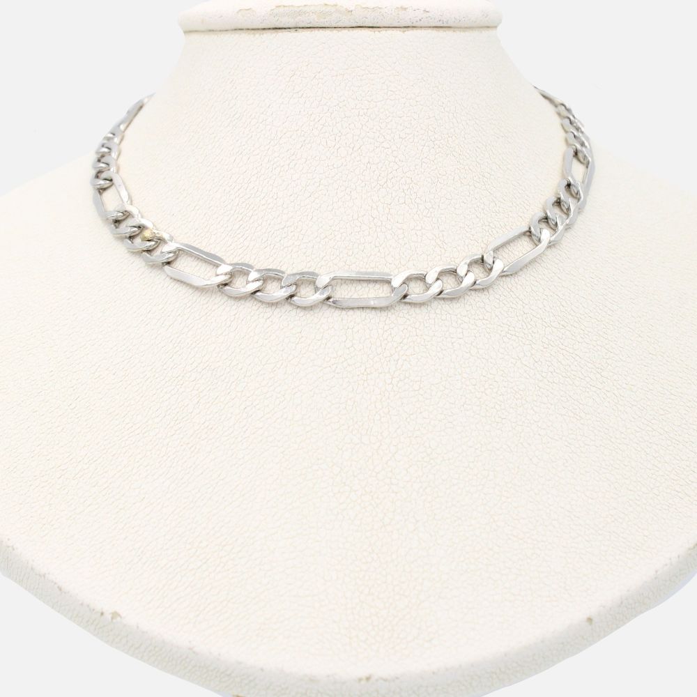 Cadena de Oro 14k Tejido 3x1 Hueco en Tono Blanco mod. 9502