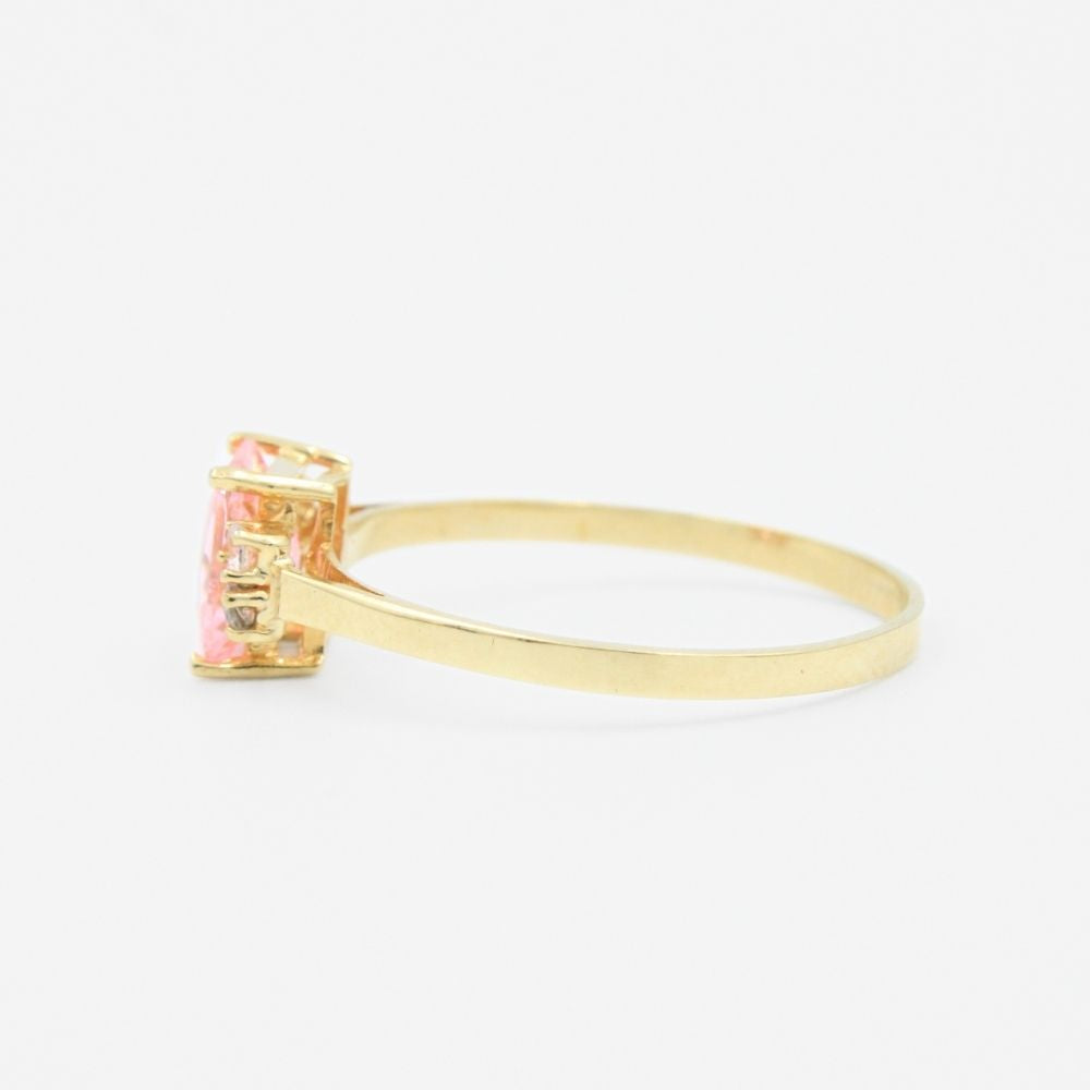 Anillo de Oro 14k Incrustado con Zirconia Cuadrada de Color Rosa Brillante mod. 9198