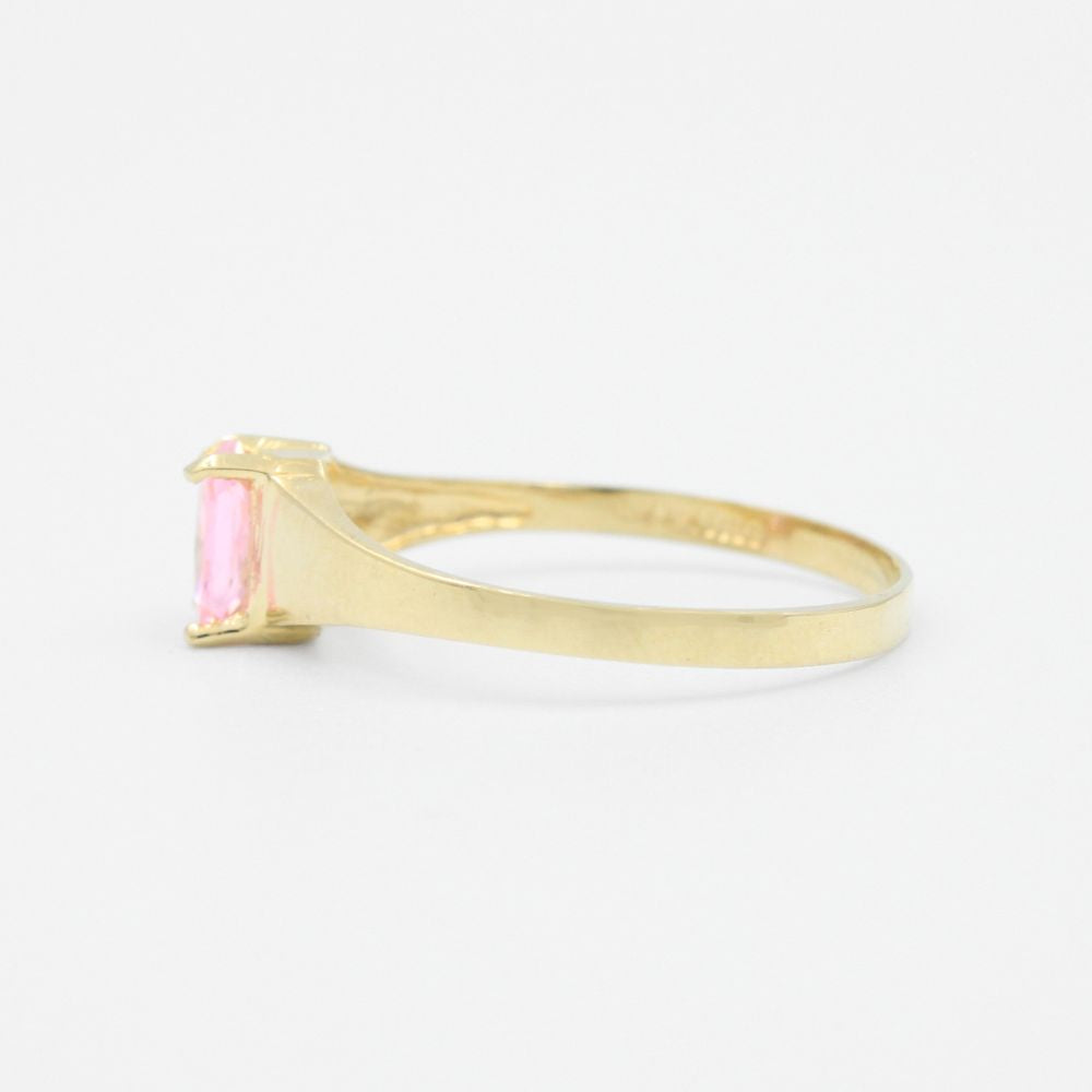 Anillo de Oro 14k Incrustado con Zirconia Rosa Especial mod. 9188