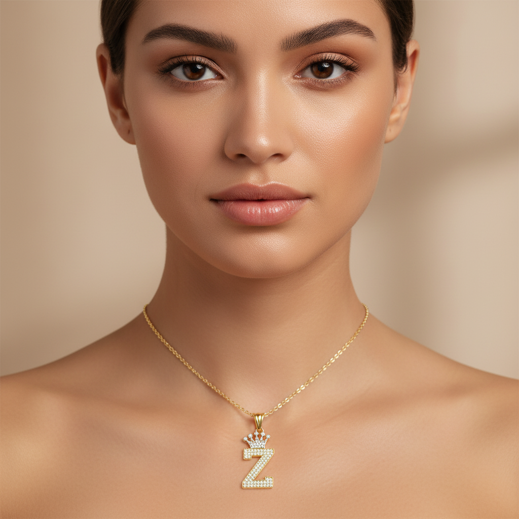 Dije de Oro 14k con Diseño de Inicial Z Incrustada con Zirconias mod. 10093