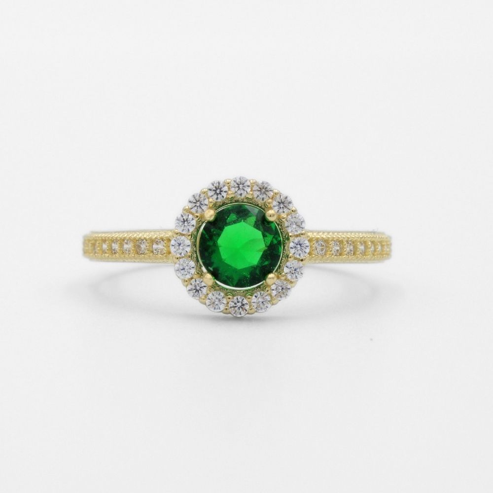 Anillo de Oro 14k Diseño Elegante con Zirconia de Corte Redondo e Incrustación de Zirconias Finas mod. 9731