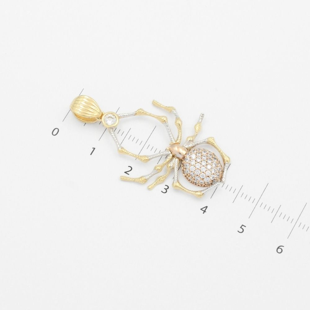 Dije de Oro 14k Diseño de Araña con Incrutación de Zirconias mod. 9435