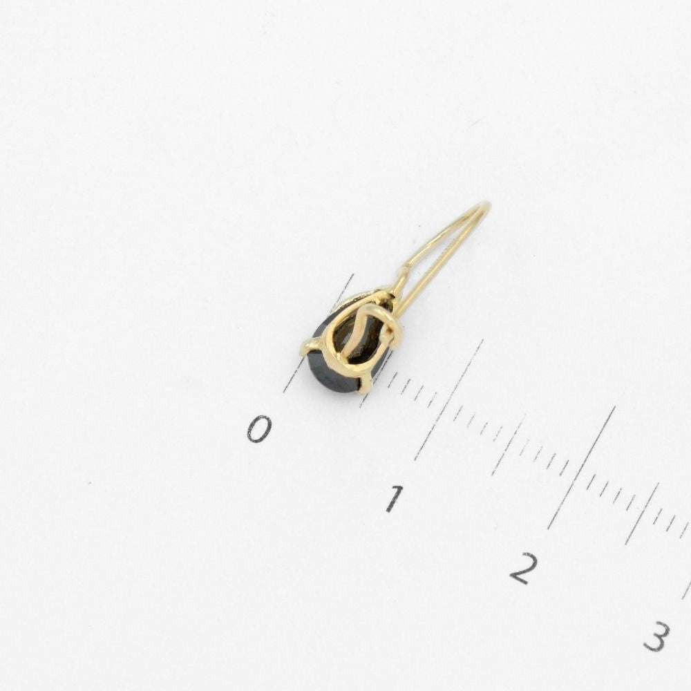 Arete con Broche Arillo de Oro 14k Gota de Zirconia Color Negro Profundo mod. 9766