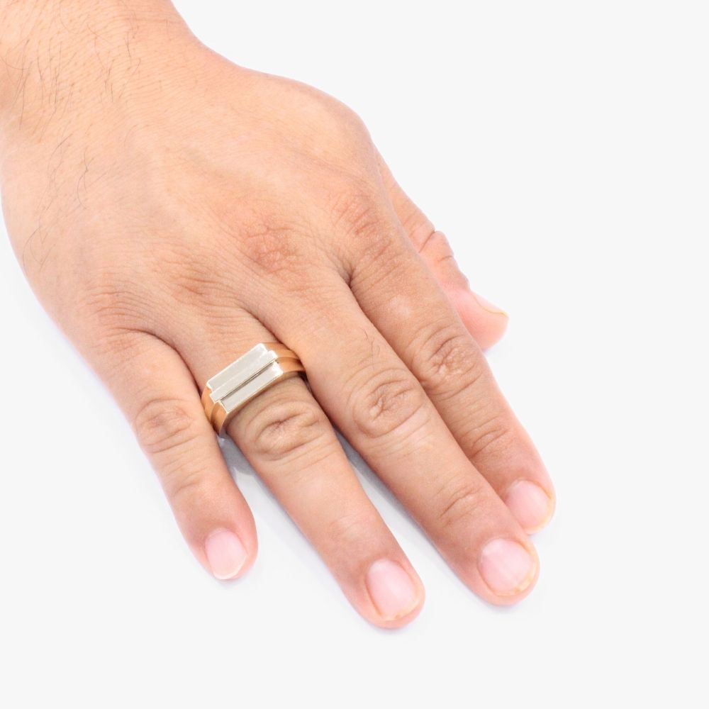 Anillo de Oro 14k Hueco con Diseño de Sello Liso mod. 9278