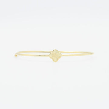 Aro de Oro 14k Tubular Hueco con Trébol de Diamantado Arcoíris mod. 8991