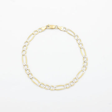 Pulsera Eslabón de Oro 14k Tejido 3x1 Diamantado mod. 9511