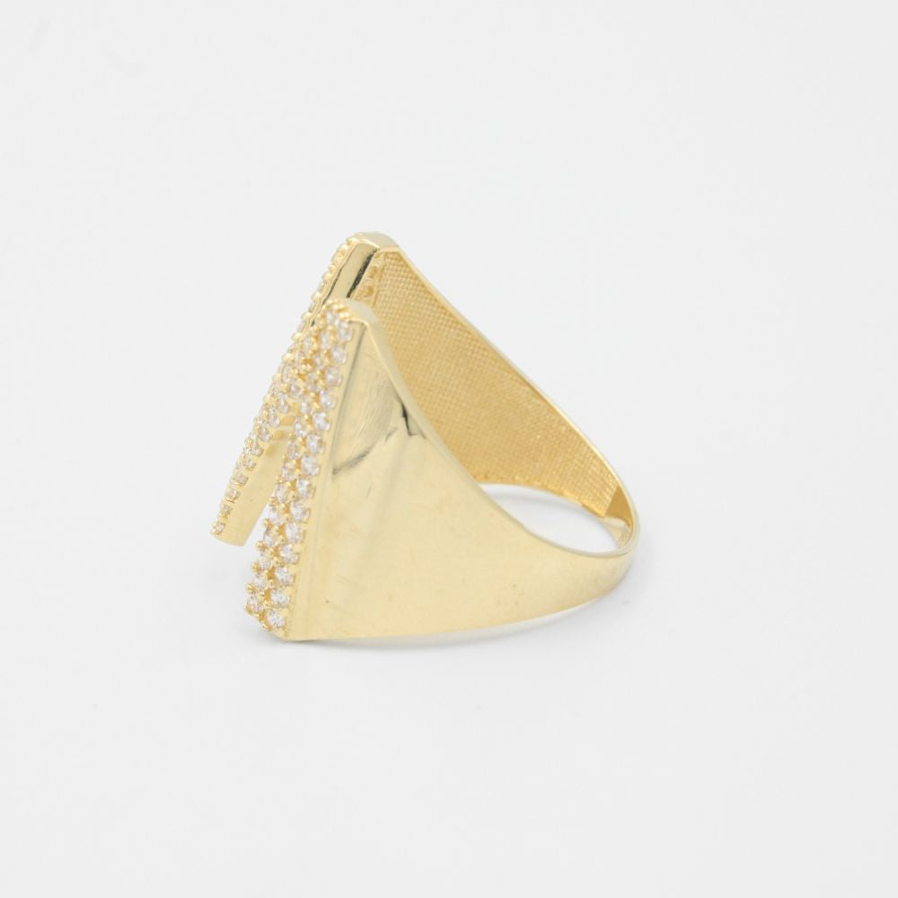 Anillo de Oro 14k con Letra A Incrustada con Zirconias mod. 8811