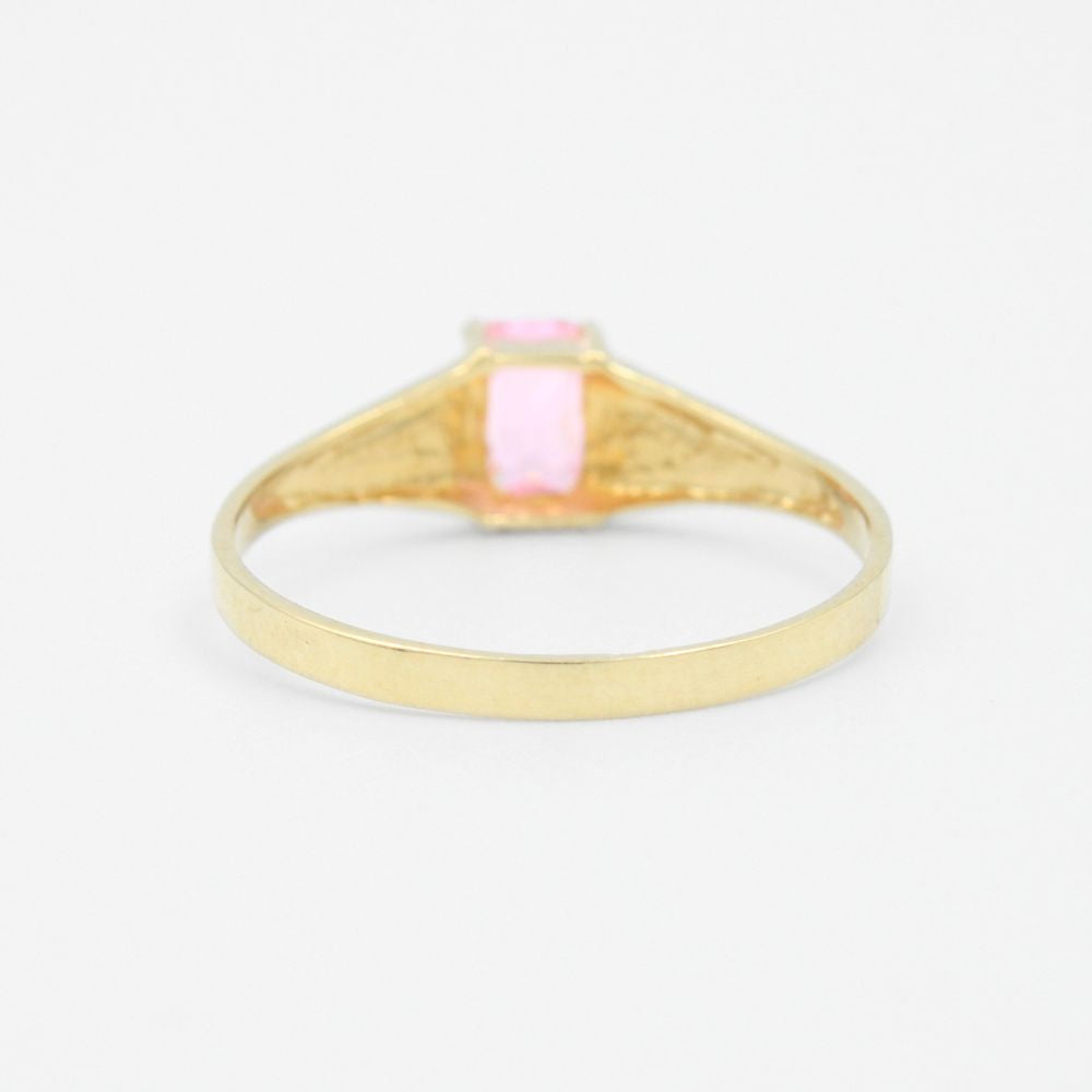 Anillo de Oro 14k Incrustado con Zirconia Rosa Especial mod. 9188