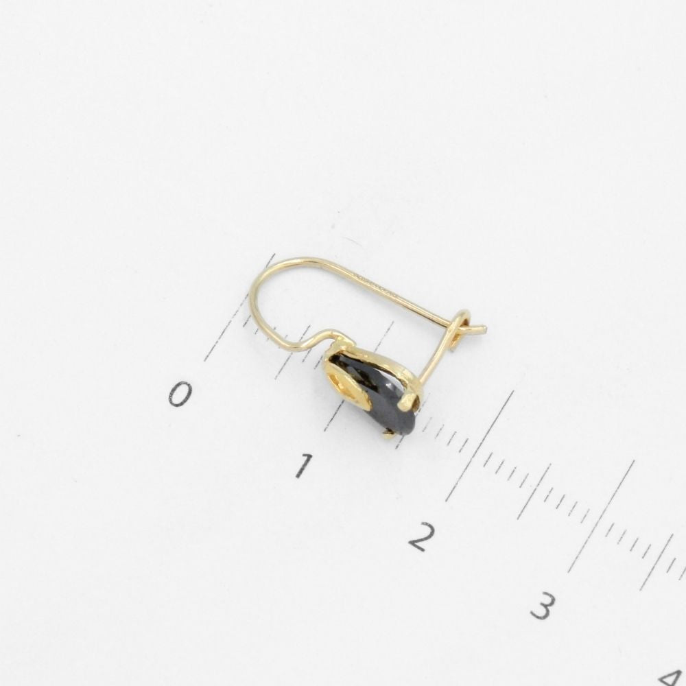 Arete con Broche Arillo de Oro 14k Gota de Zirconia Color Negro Profundo mod. 9766