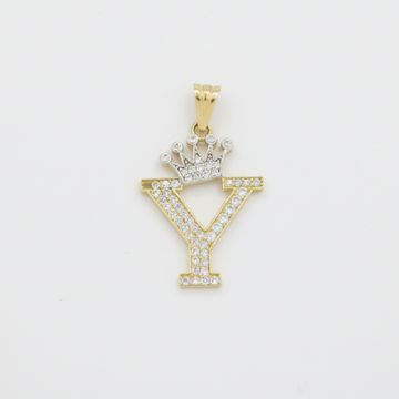 Dije de Oro 14k con Diseño de Inicial Y Incrustada con Zirconias mod. 10094