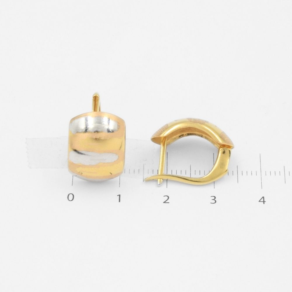 Arete con Broche Patente de Oro 14k Modelo Piel de Tigre Florentino mod. 9110