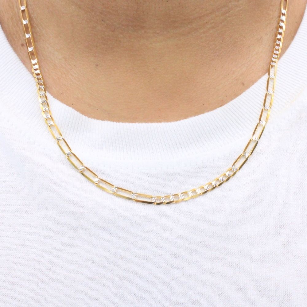 Cadena de Oro 14k Tejido 10x7 Solida Diamantado mod. 9907