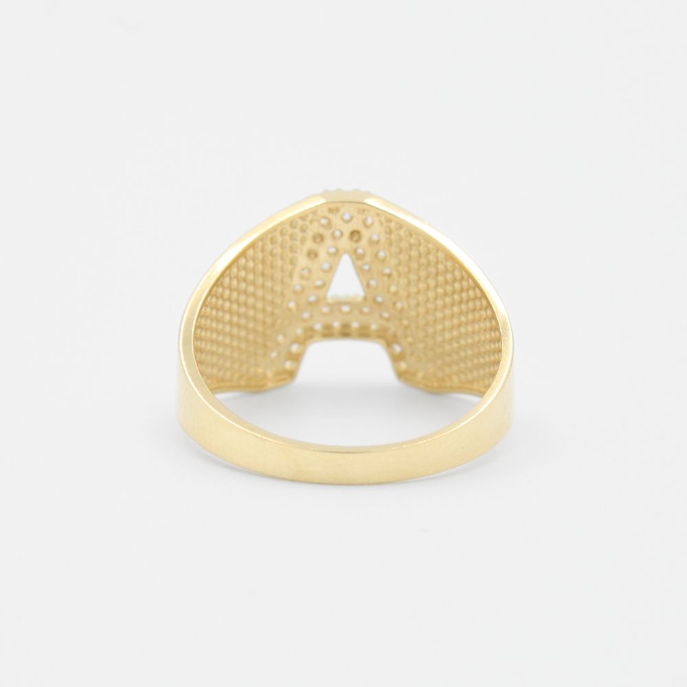 Anillo de Oro 14k con Letra A Incrustada con Zirconias mod. 8811