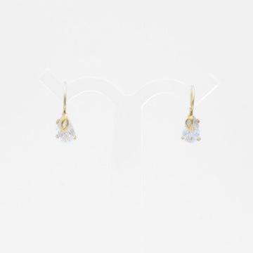 Arete con Broche Arillo de Oro 14k Gota de Zirconia Brillante mod. 9766