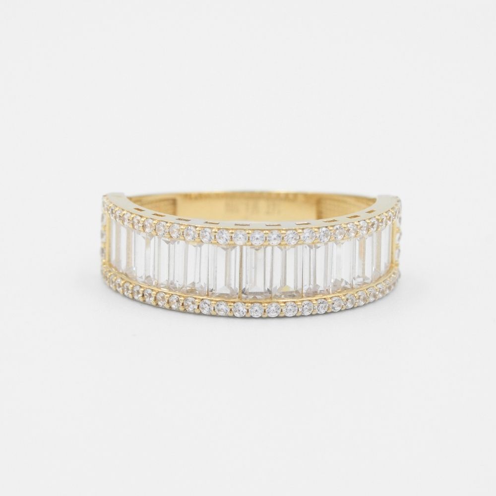 Anillo de Oro 14k con Incrustación de Zirconias Baguette mod. 8361