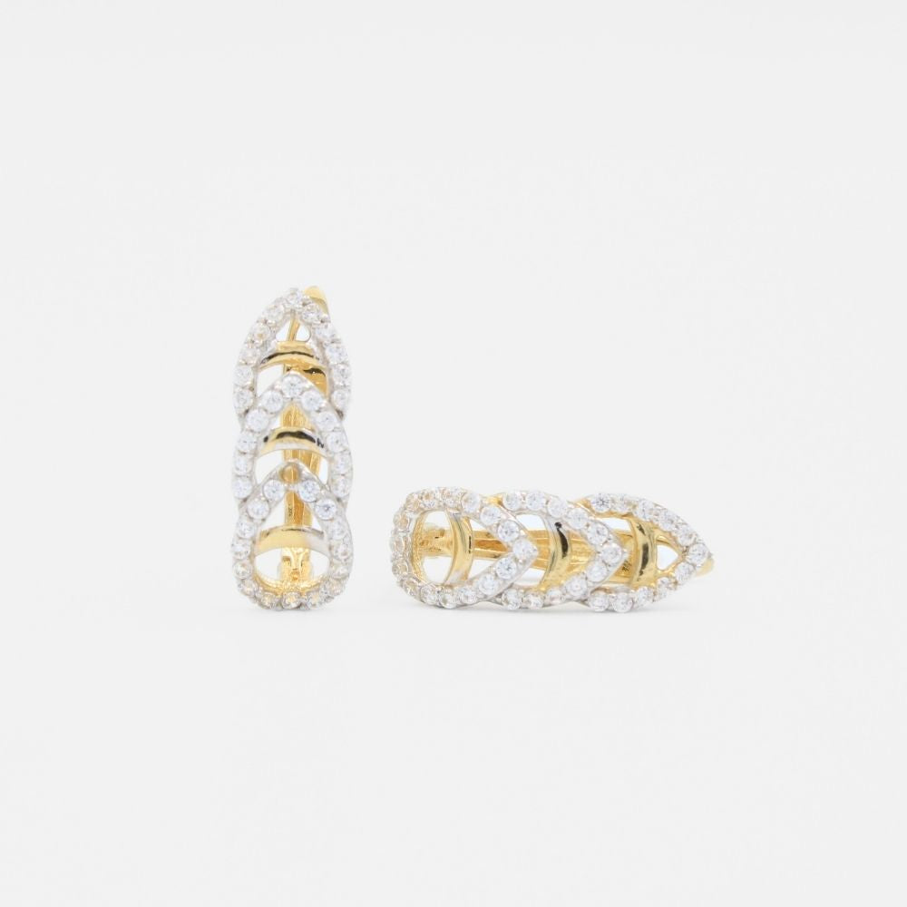 Arete con Broche Patente de Oro 14k Incrustado con Zirconias Finas mod. 9111