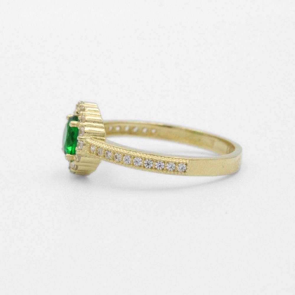Anillo de Oro 14k Diseño Elegante con Zirconia de Corte Redondo e Incrustación de Zirconias Finas mod. 9731