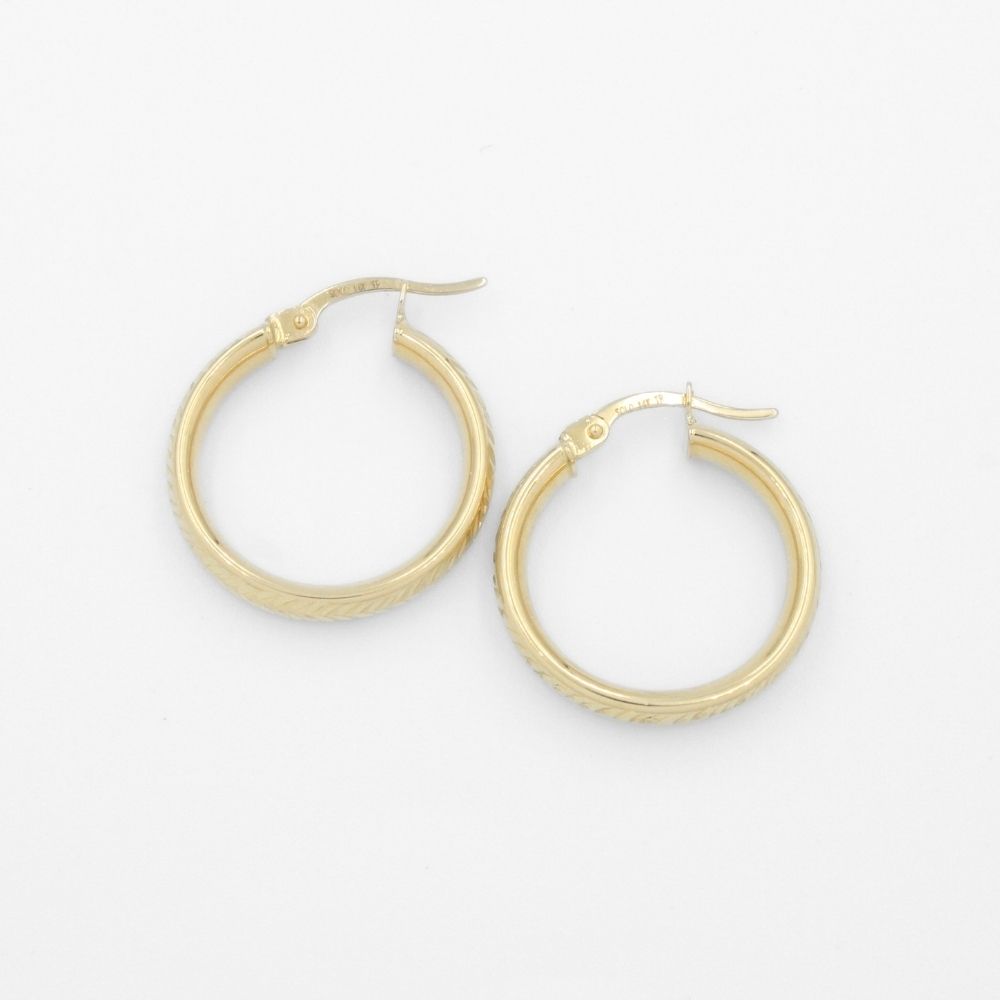 Arracada de Oro 14k Hueco con Diamantado Brillante mod. 9620