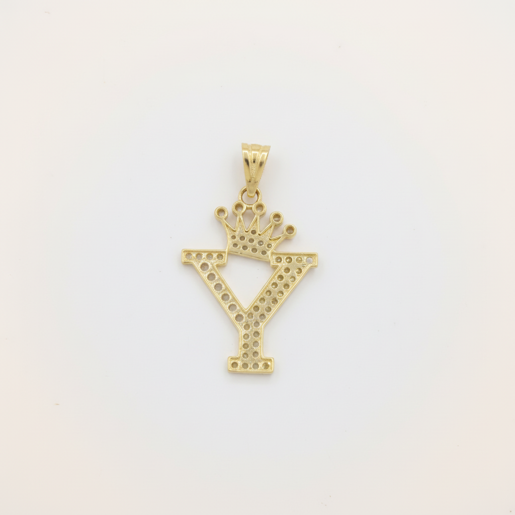 Dije de Oro 14k con Diseño de Inicial Y Incrustada con Zirconias mod. 10094