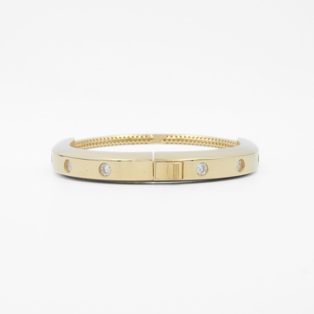 Aro de Oro 14k Modelo Especial Electro Formado Hueco con Incrustación Fina de Zirconias mod. 9745